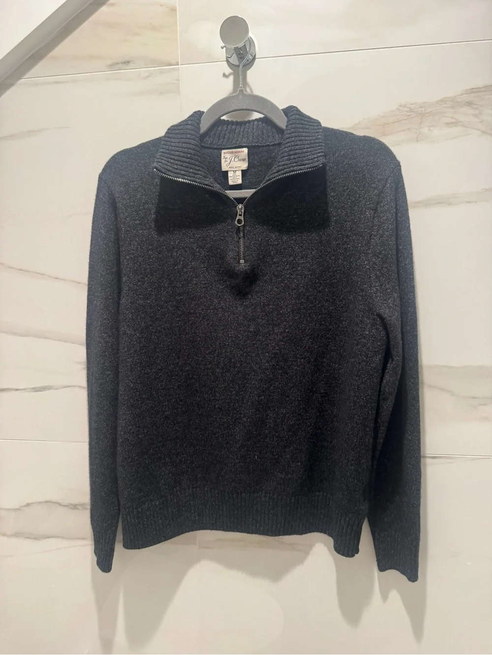 J. Crew grey Quarter-Zip Wool Blend Sweater